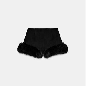 ZARA WOOL BLEND SHORTS WITH FAUX FUR EFFECT ❄️🖤🎁🎄